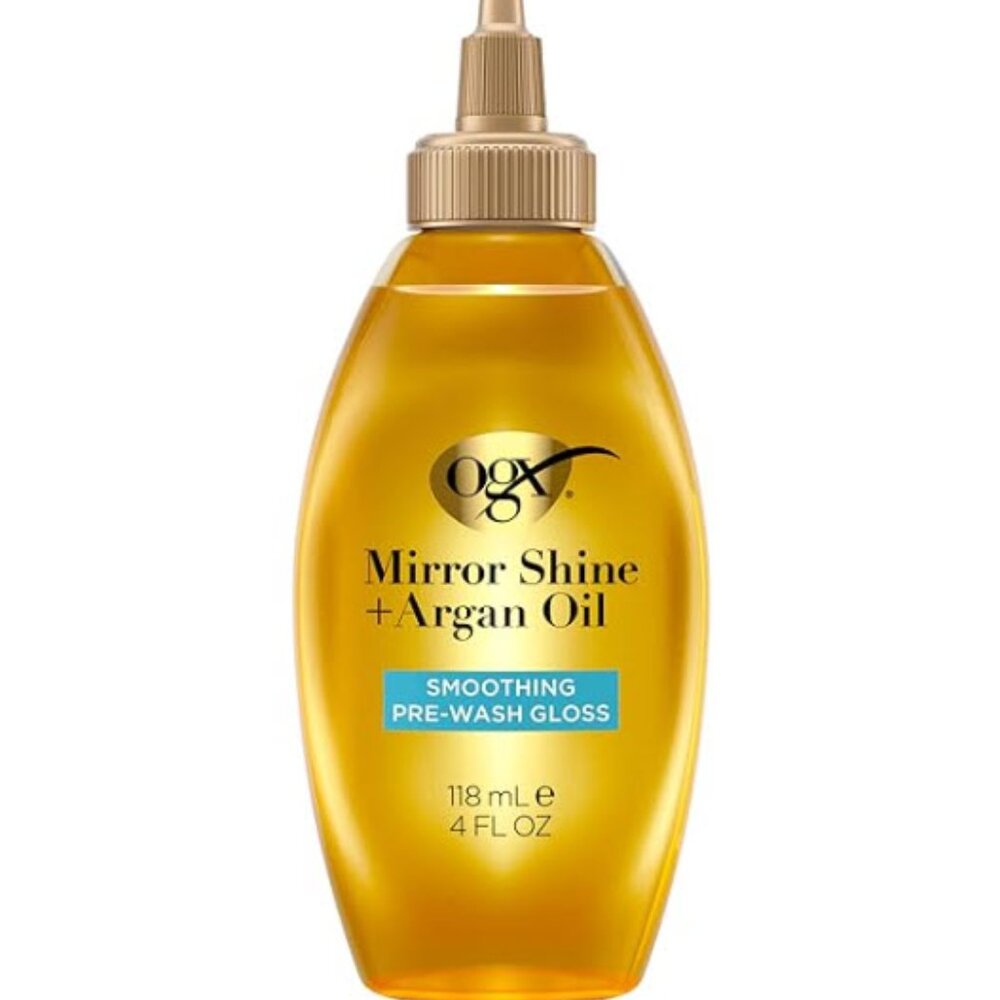 OGX Mirror Shine + Argan Oil Pre-Wash Hair Gloss, Smoothing Rinse Out Treatment